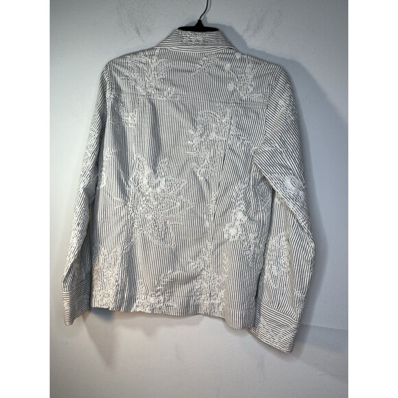 chicos Button Up Embroidered Stripes bouse top shirt 0 S 4 6 - Picture 8 of 10